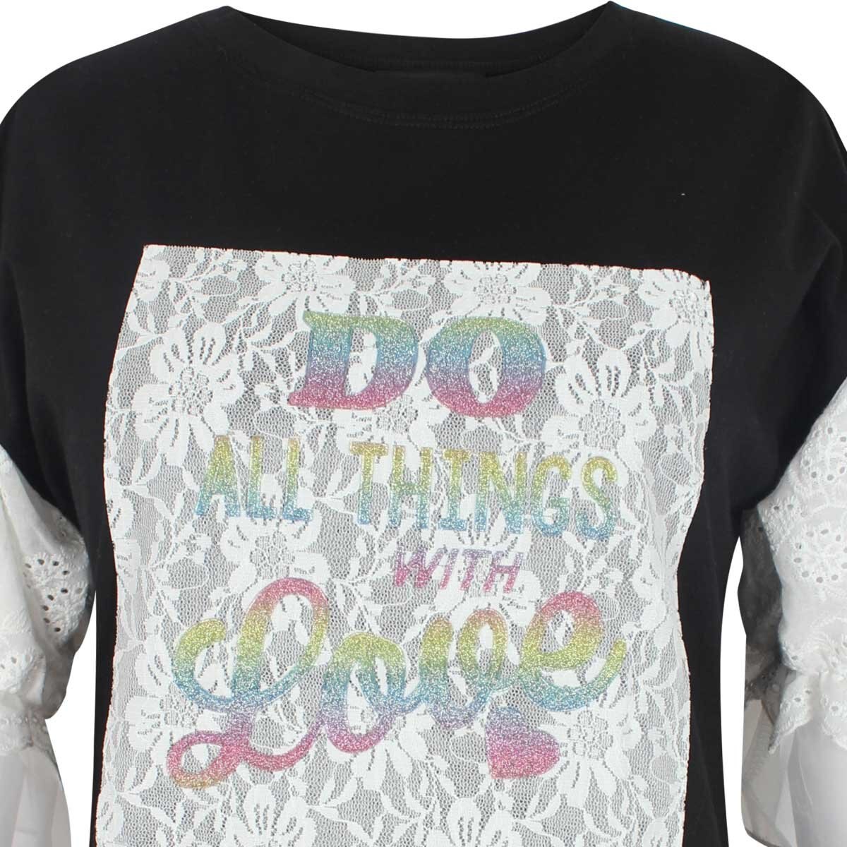 Blusa Manga 3/4 Escote Redondo Estampado Letras Just By Basel