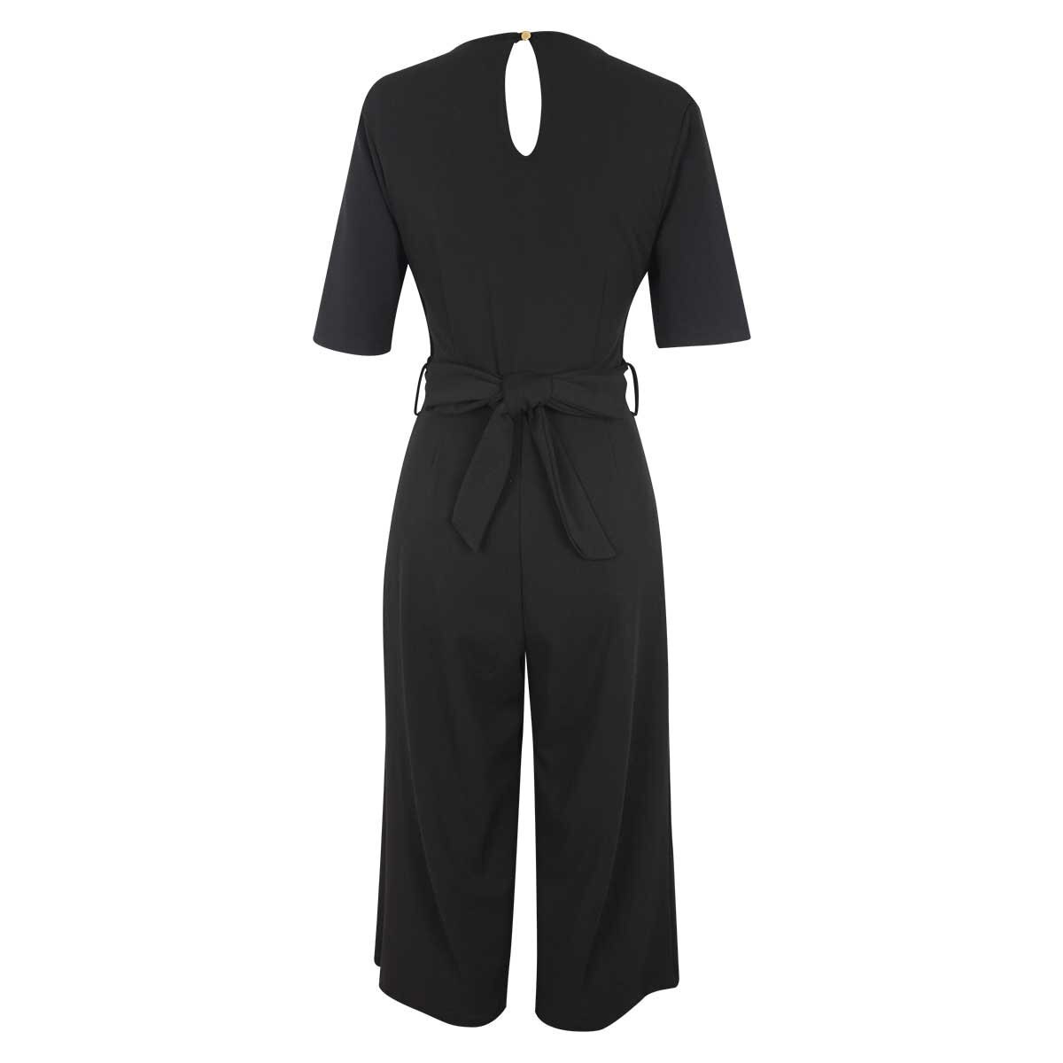 Jumpsuit Manga 3/4 Escote V con Cinta Liso Just By Basel