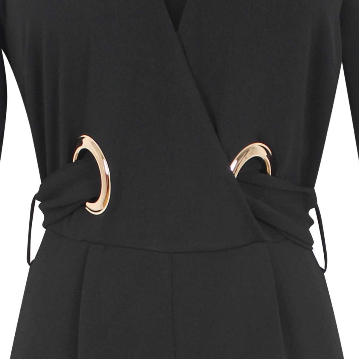 Jumpsuit Manga 3/4 Escote V con Cinta Liso Just By Basel