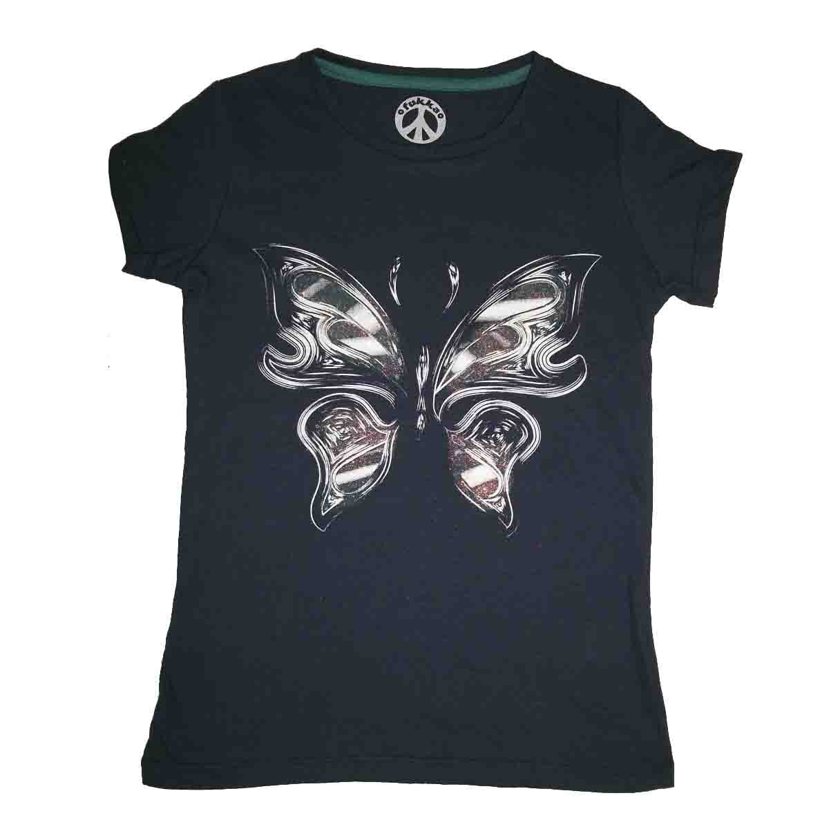 Playera Manga Corta con Cuello Redondo y Estampada Fukka
