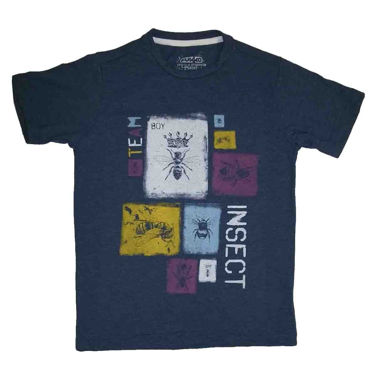 Playera Manga Corta con Cuello Redondo Estamapada Color Azul Fukka
