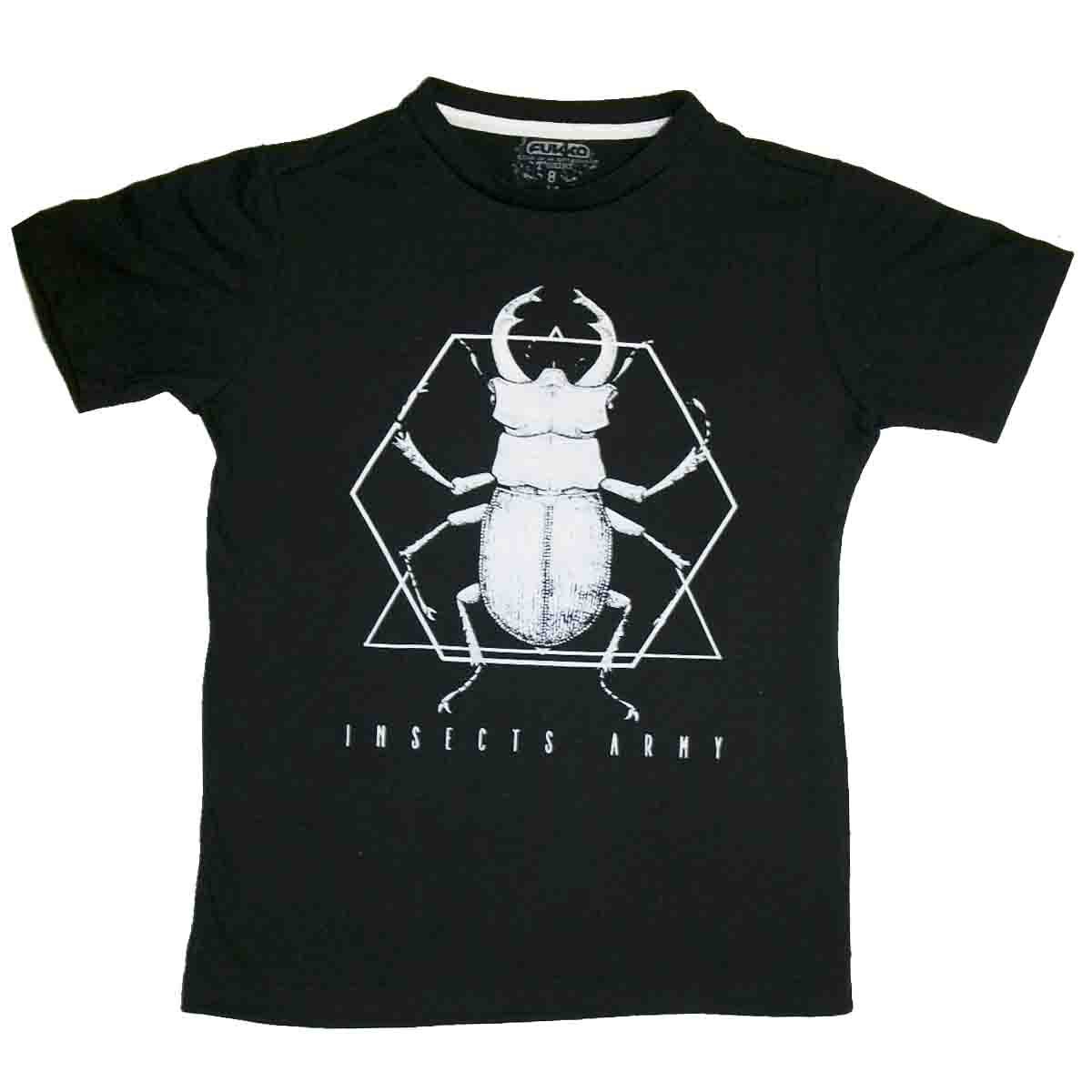 Playera Manga Corta con Cuello Redondo Estamapada Color Negro Fukka para Niño