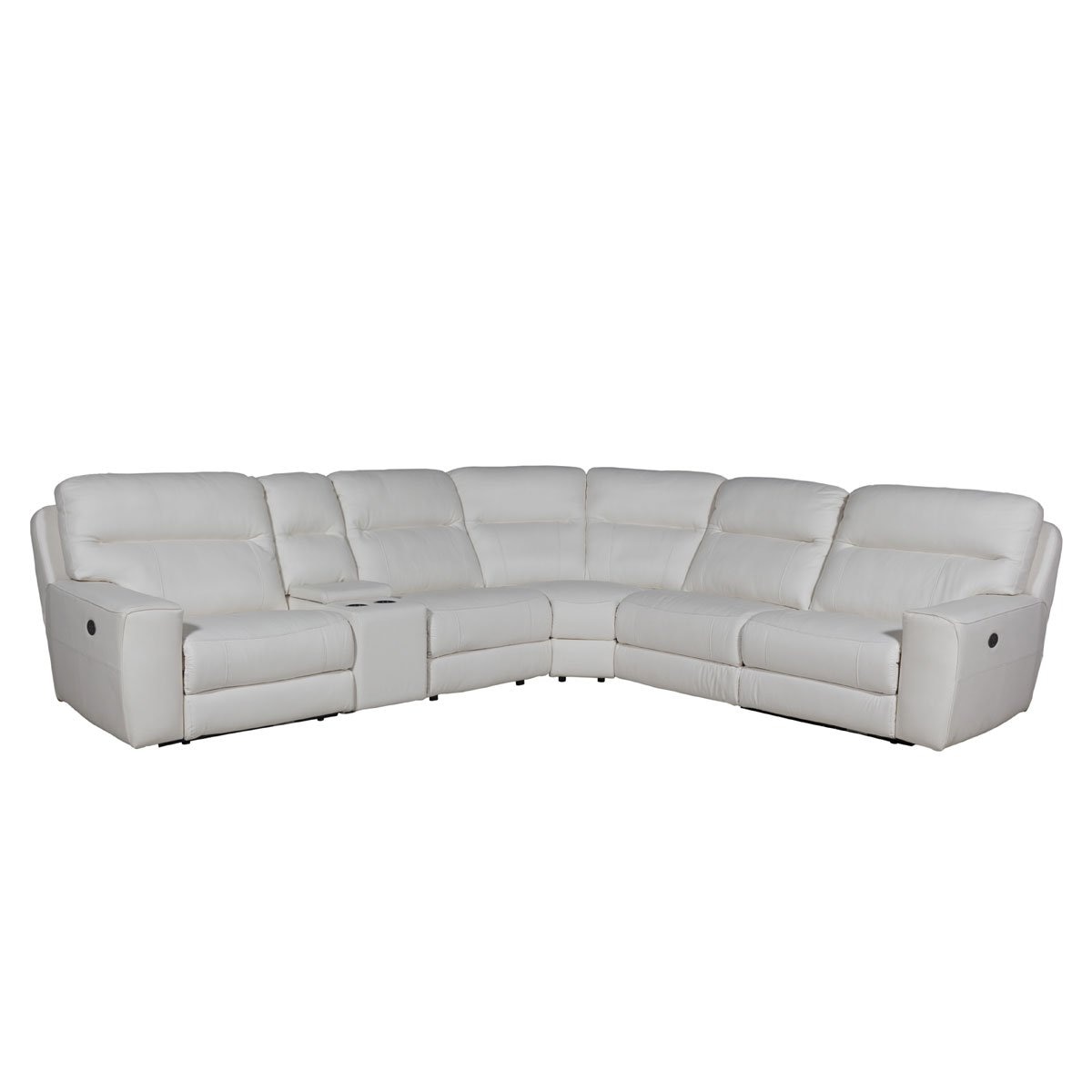 Sala Seccional Indy Curva con Consola Ele Y Cabecera Piel Bull Vinil Blanca Boal