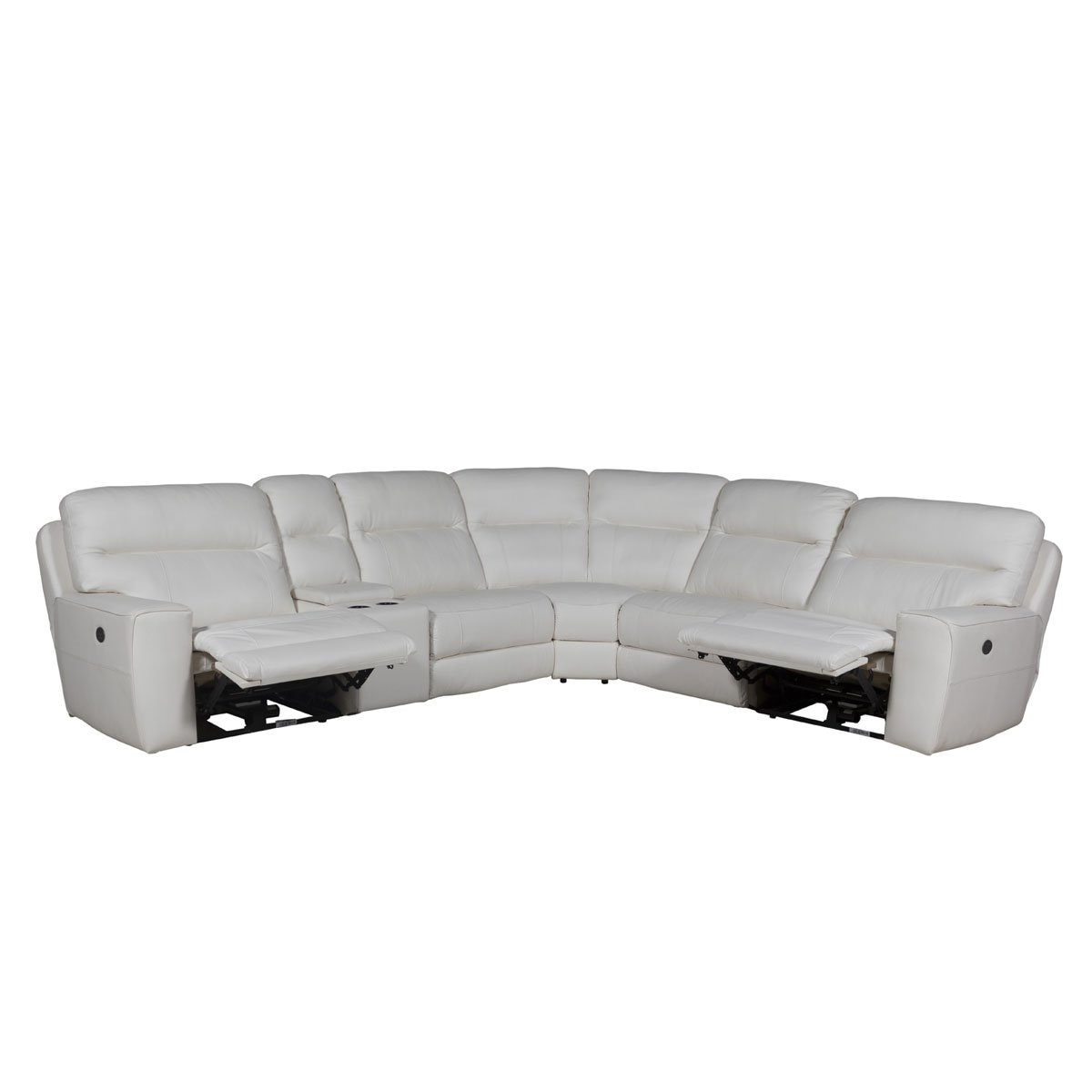 Sala Seccional Indy Curva con Consola Ele Y Cabecera Piel Bull Vinil Blanca Boal
