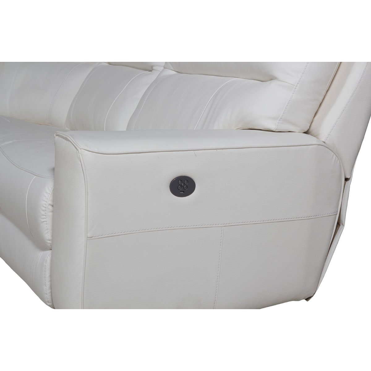 Sala Seccional Indy Curva con Consola Ele Y Cabecera Piel Bull Vinil Blanca Boal