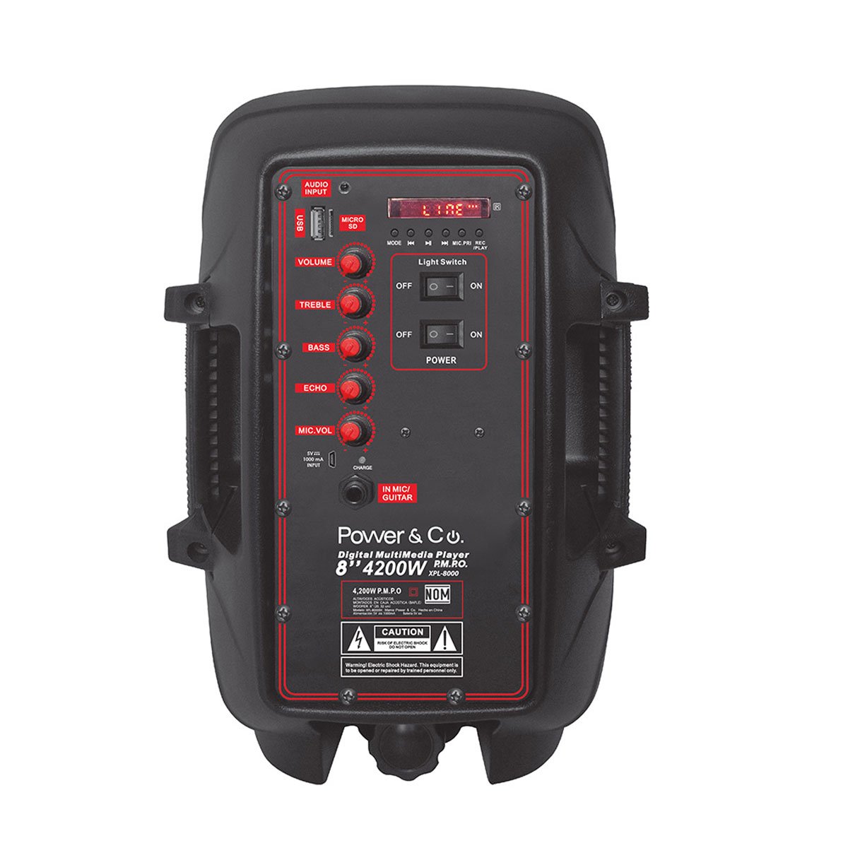 Bocina Amplificada 8" con Luces Power& Co