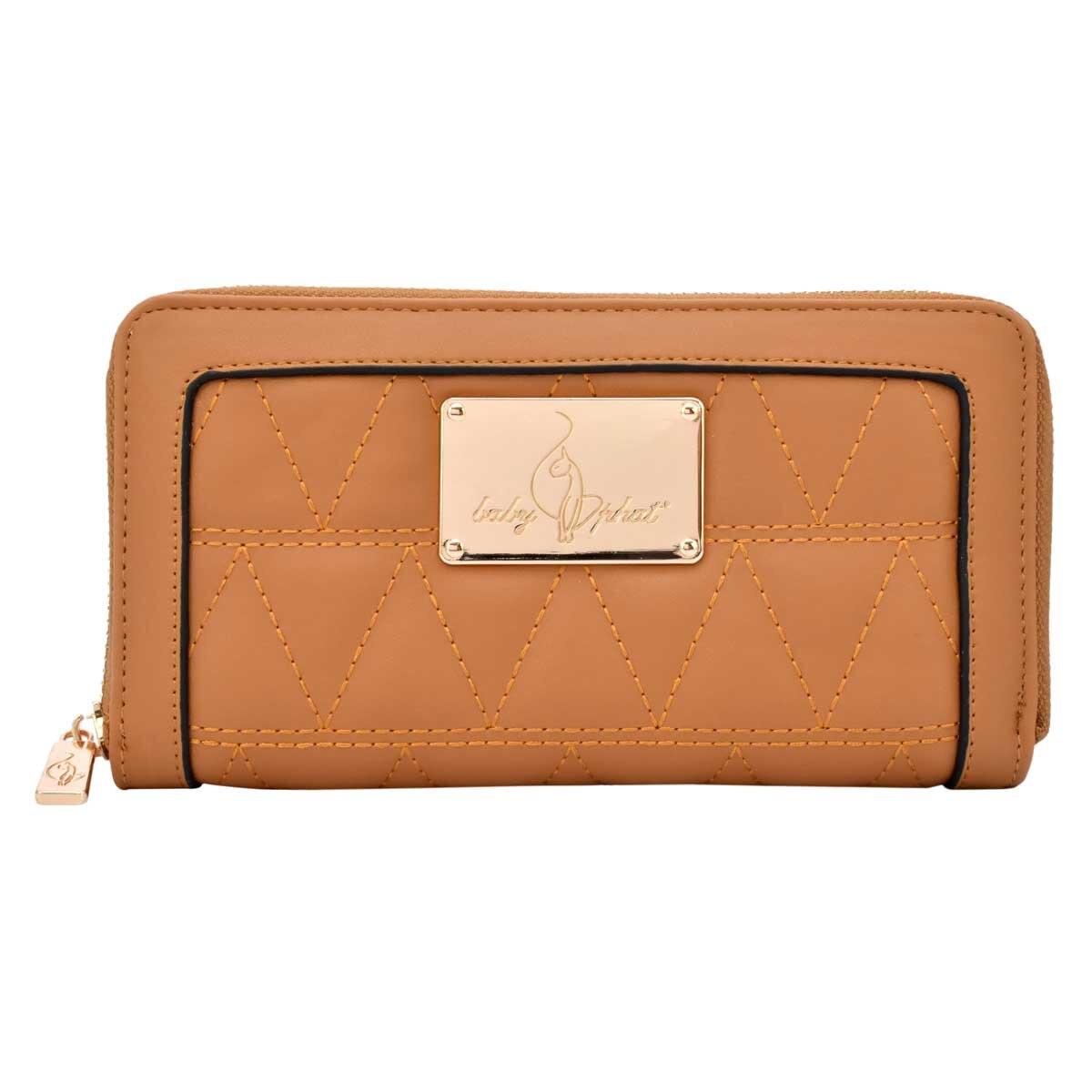 Monedero con Cierre en Color Café y Textura Capitonada Baby Phat
