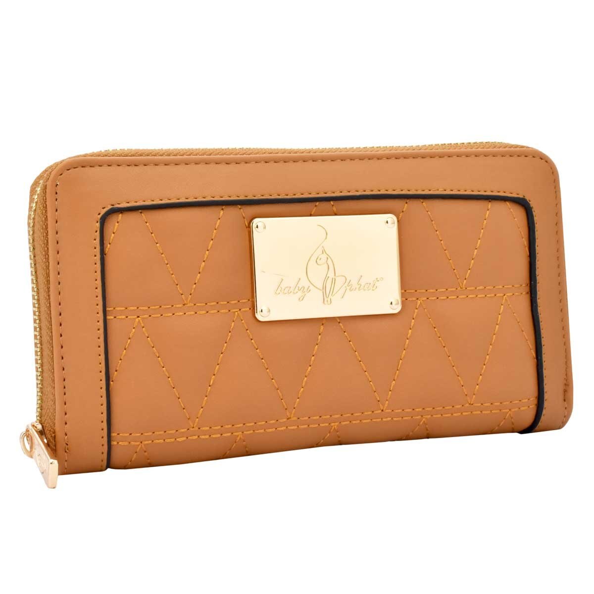 Monedero con Cierre en Color Café y Textura Capitonada Baby Phat