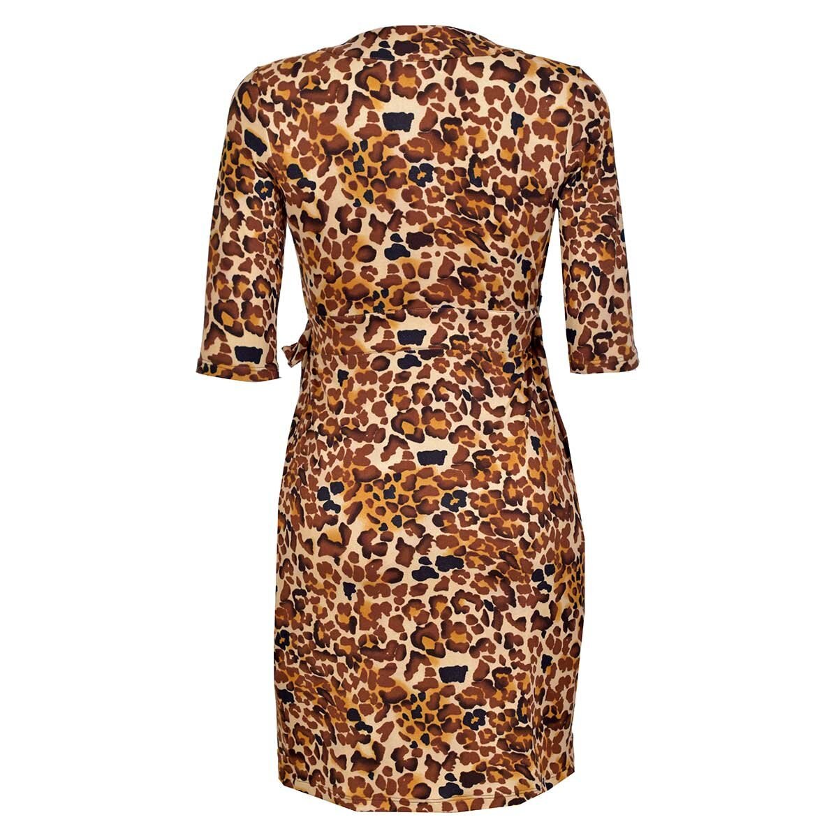 Vestido Animal Print Cruzado Manga 3/4 Apostrophe