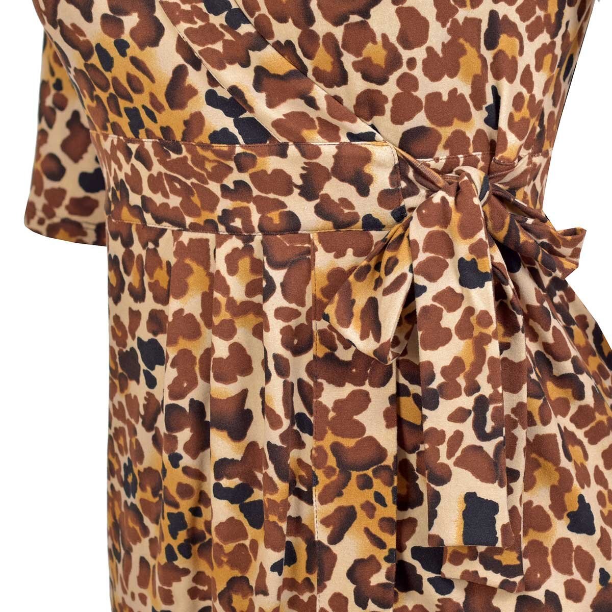 Vestido Animal Print Cruzado Manga 3/4 Apostrophe