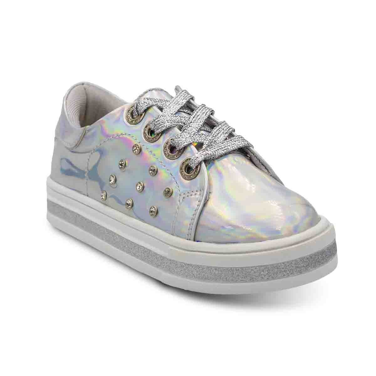 Tenis Espejo Color Plata Petits Boullevard para Niña
