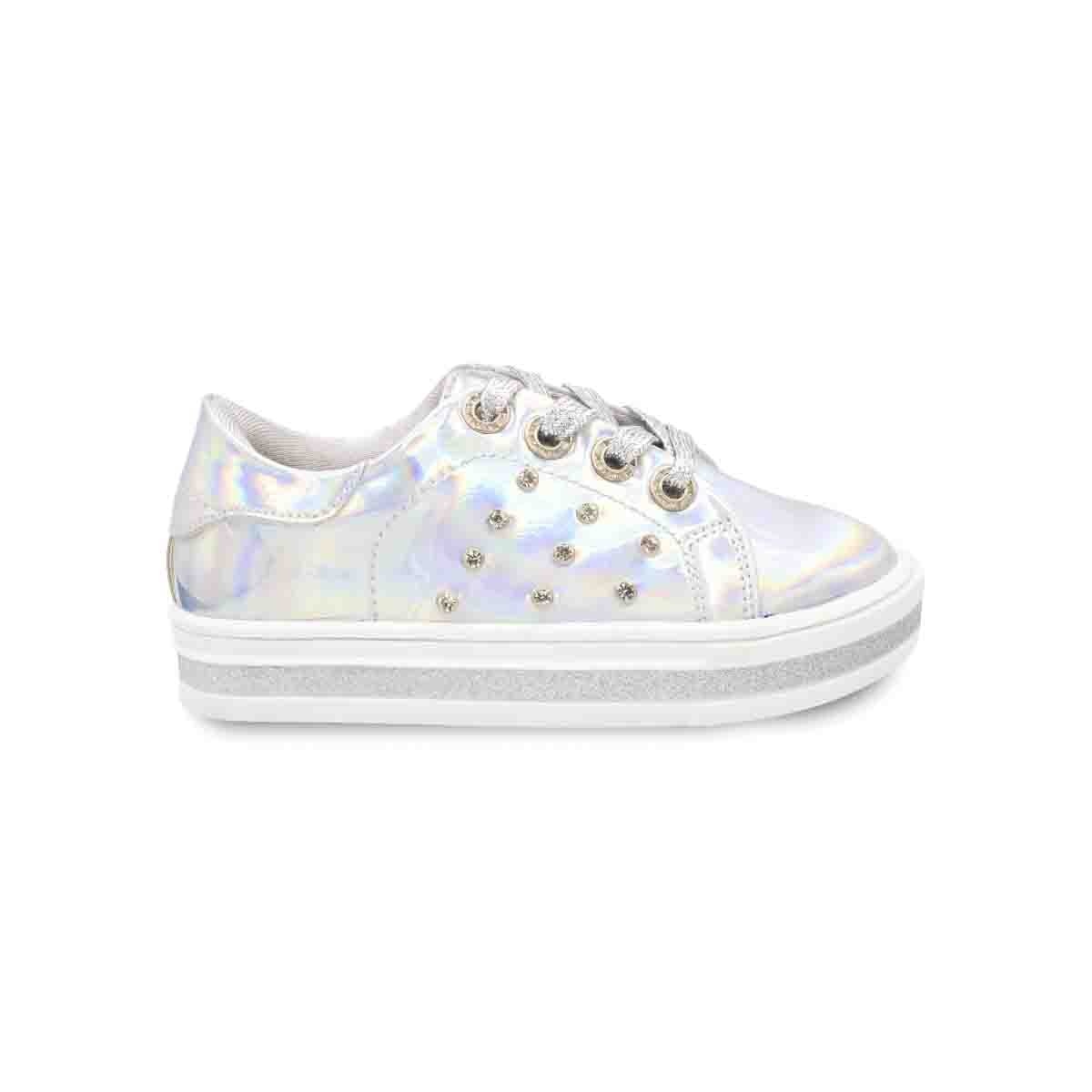Tenis Espejo Color Plata Petits Boullevard para Niña