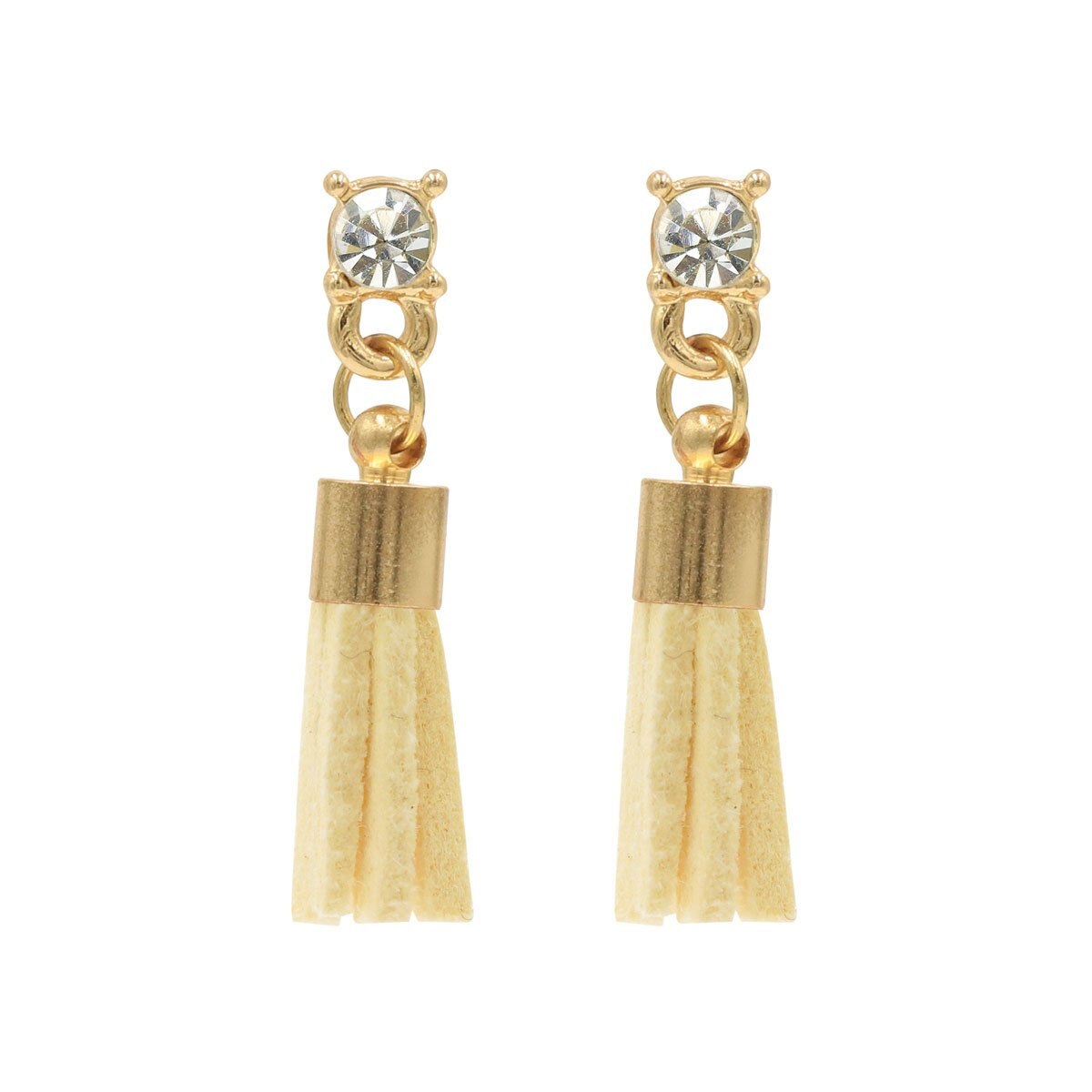Aretes en Acabado Dorado con Tassel Beige Steve Madden