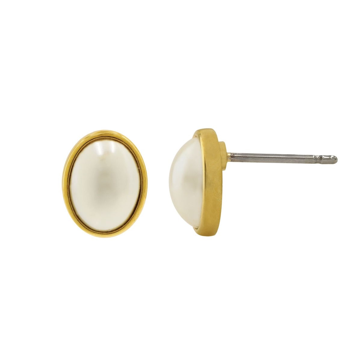 Aretes Acabado Dorado con Perla de Vidrio Carré