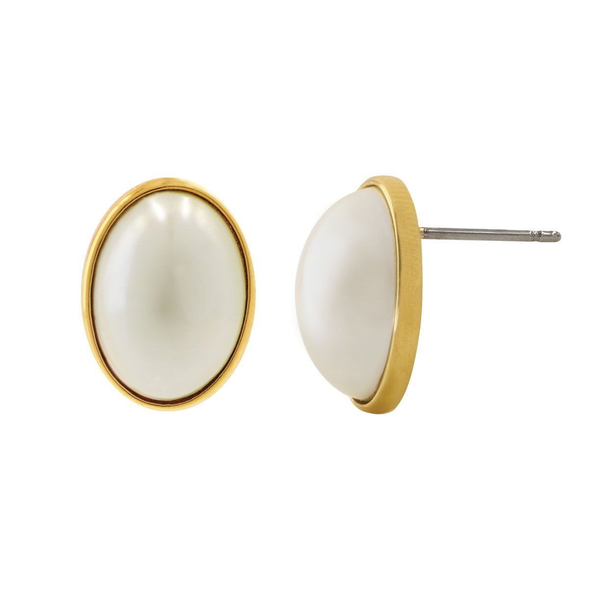 Aretes Acabado Dorado con Perla de Vidrio Carré