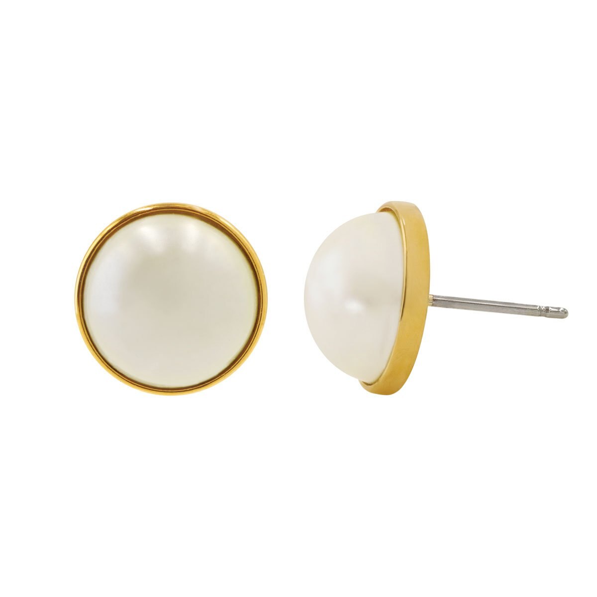Aretes Acabado Dorado con Perla de Vidrio Carré