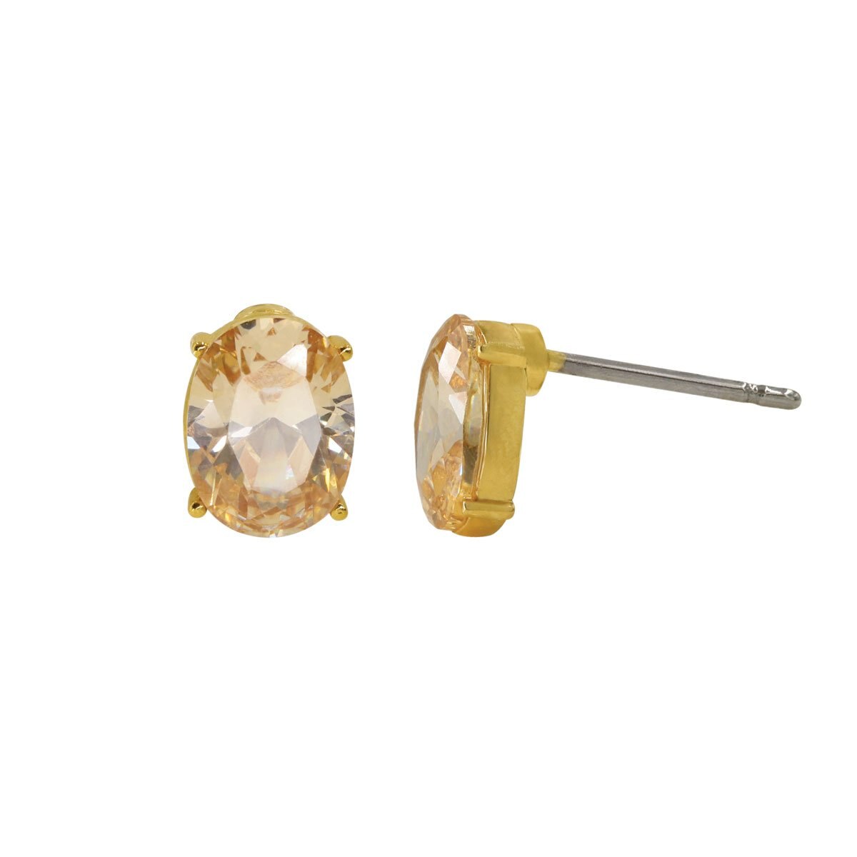 Aretes Acabado Dorado con Circonia Color Champagne Carré