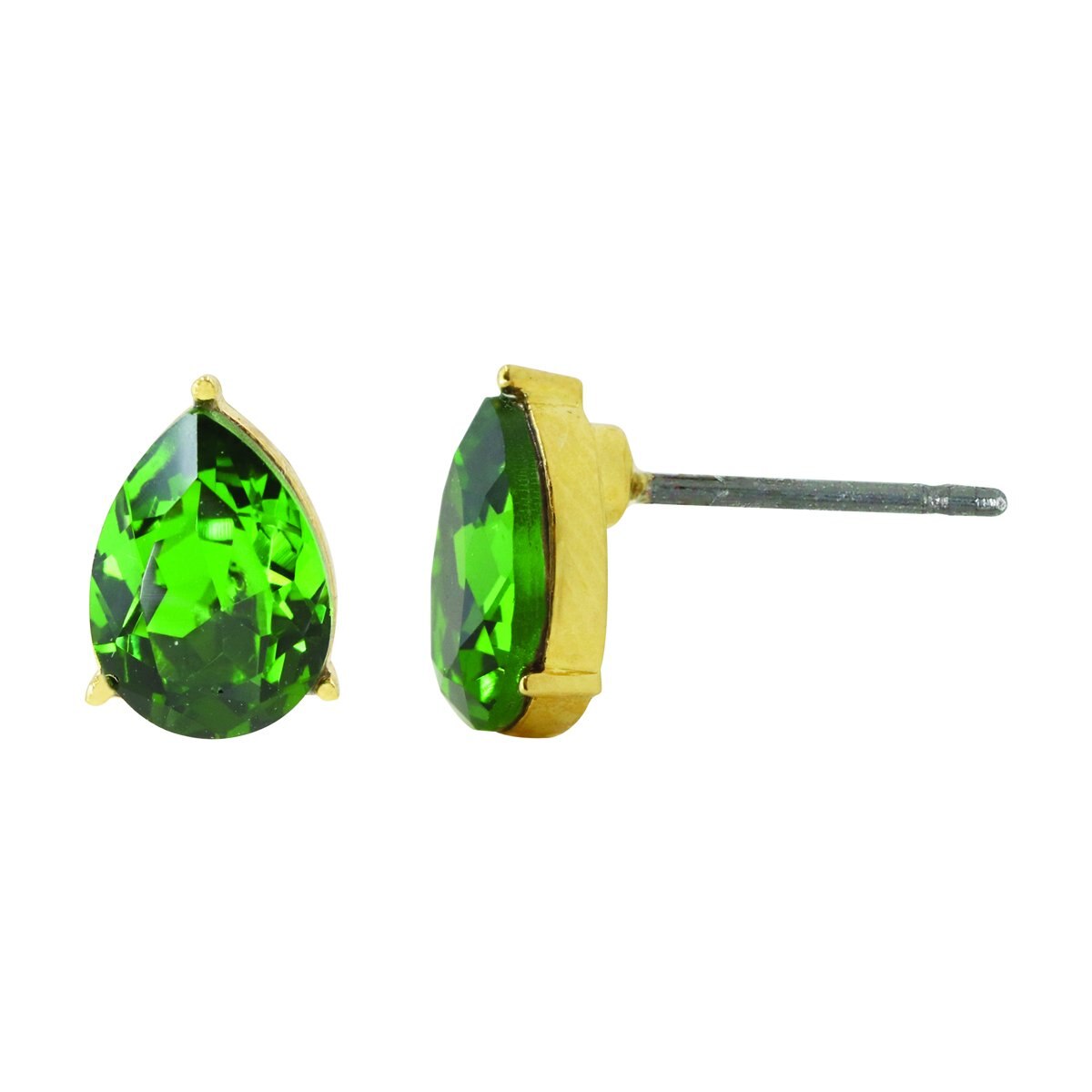 Aretes Acabado Dorado con Cristal Swarovski Verde Carré