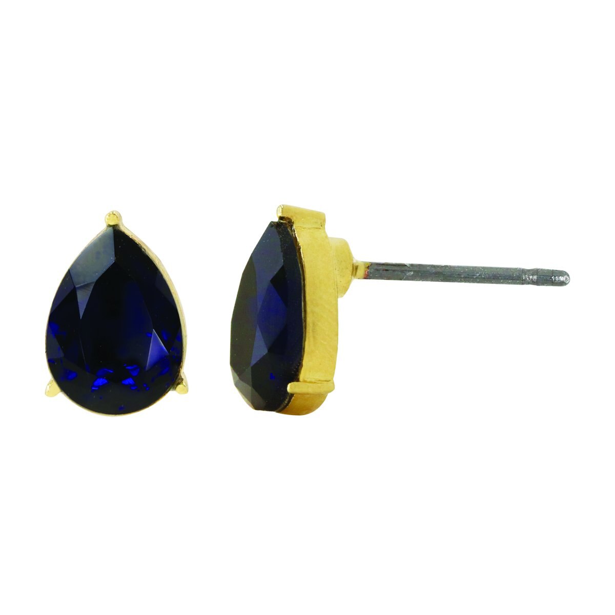 Aretes Acabado Dorado con Cristal Swarovski Azul Carré