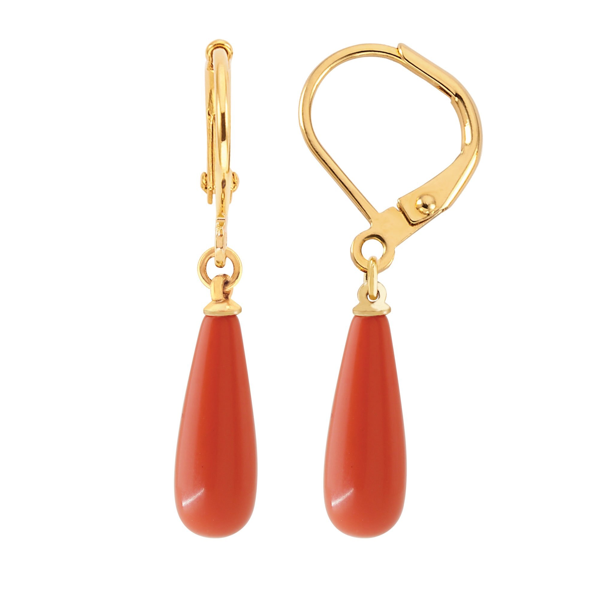 Aretes con Piedra Color Coral en Forma de Gota Emanuel Ungaro