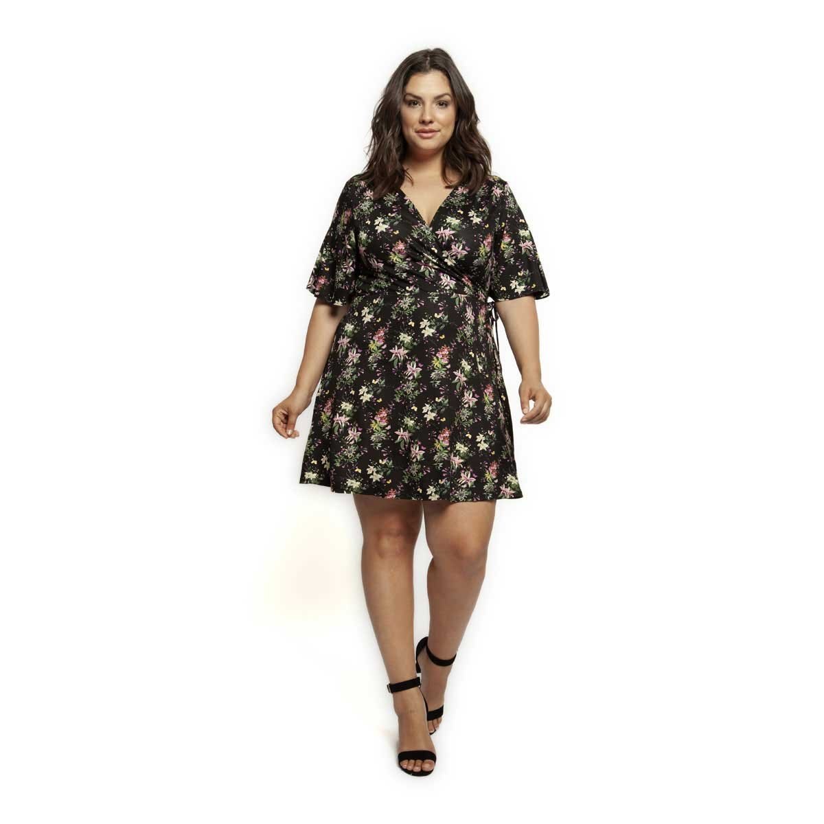 Vestido Estampado con Manga Corta Dex Plus