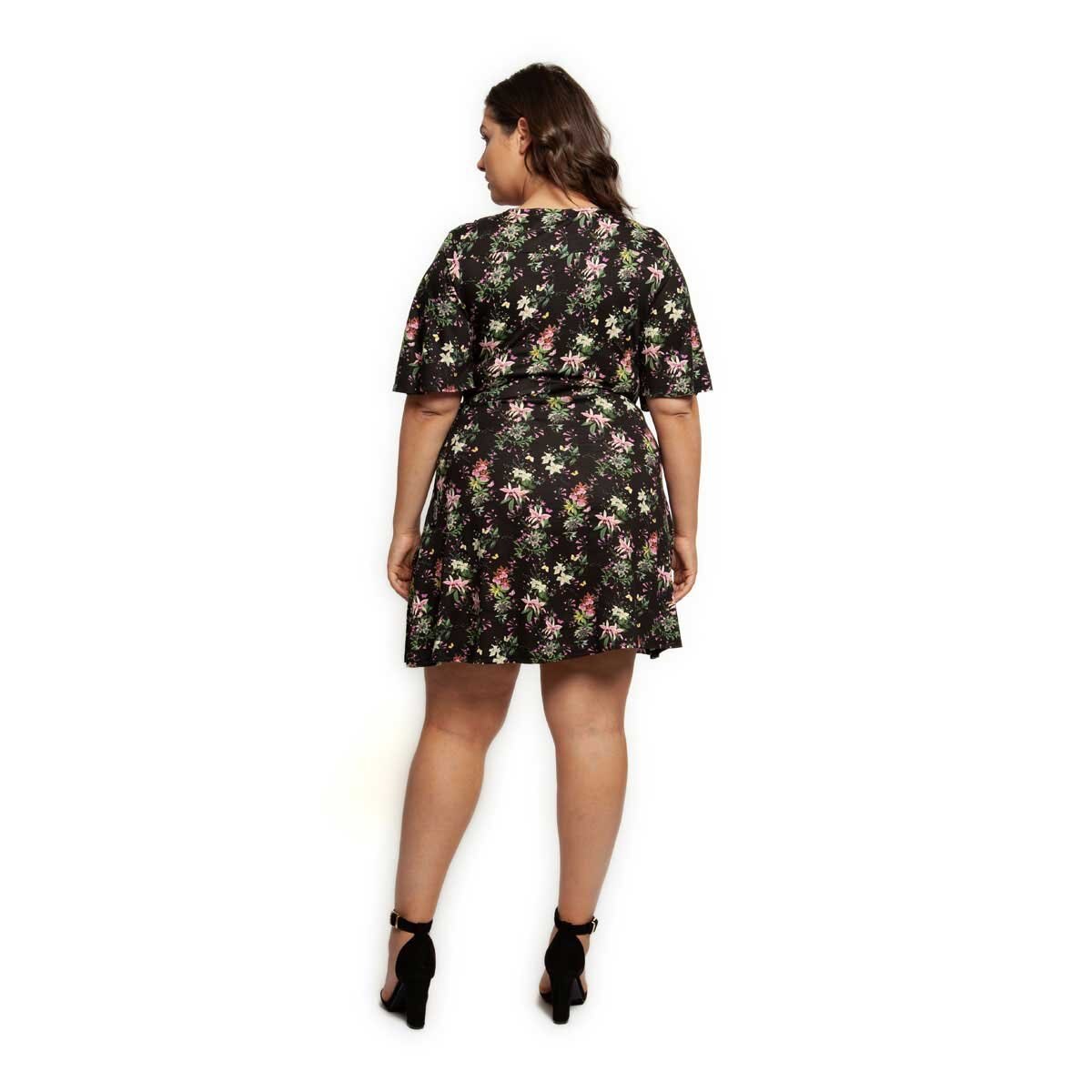 Vestido Estampado con Manga Corta Dex Plus