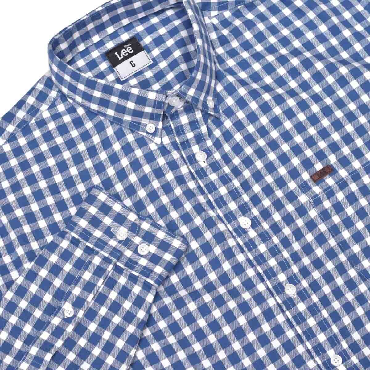 Camisa Classic Manga Larga Azul Lee