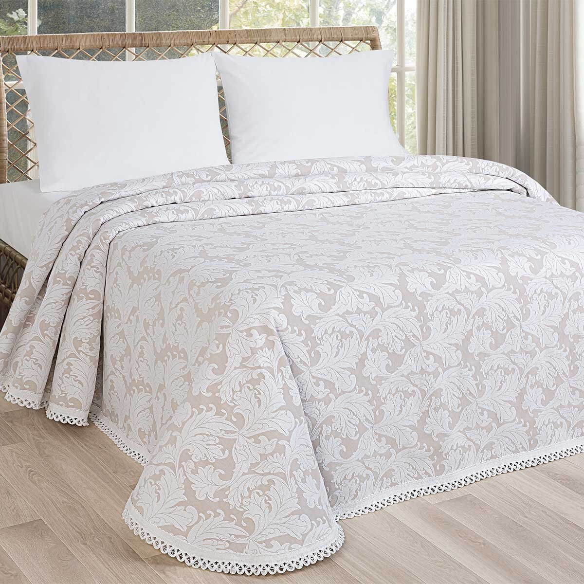 Colcha Fust Taupe Jacquard Luma - Matrimonial / Queen Size