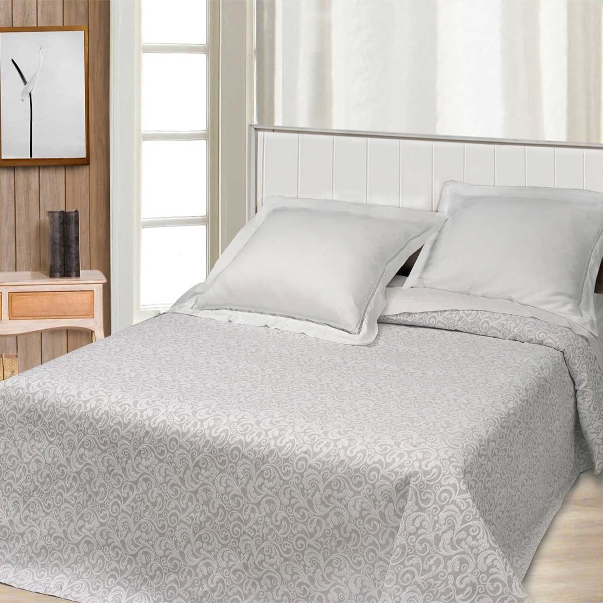 Colcha Fust White Jacquard Luma - Matrimonial / Queen Size