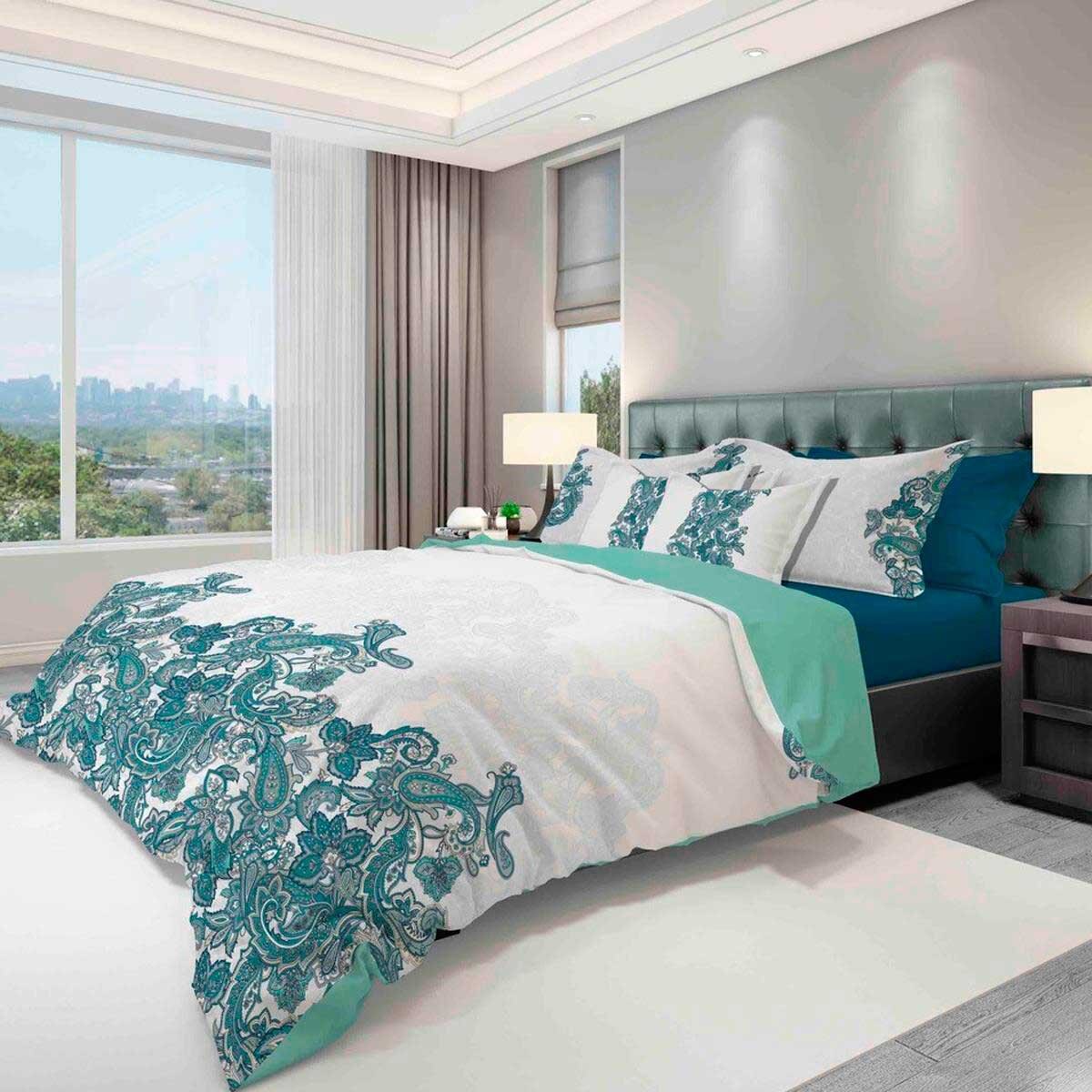 Paquete de Cama Hadid Turquesa Home Nature - Matrimonial / Queen Size