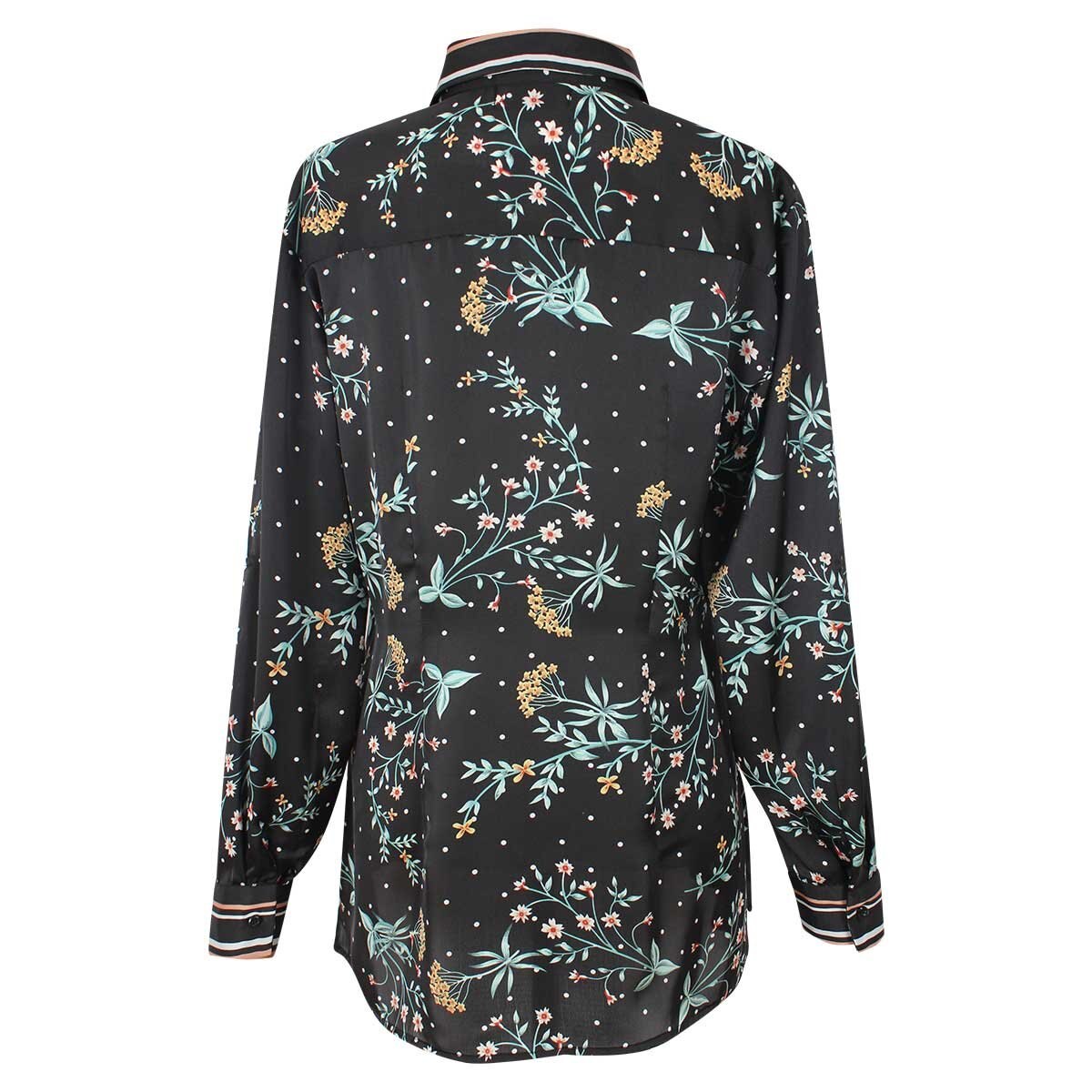Blusa Estampada Manga Larga Cuello Camisero City Femme