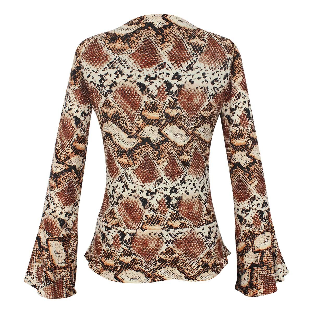 Blusa Manga Larga Amplia Escote V Estampado Animal Print Just By Basel