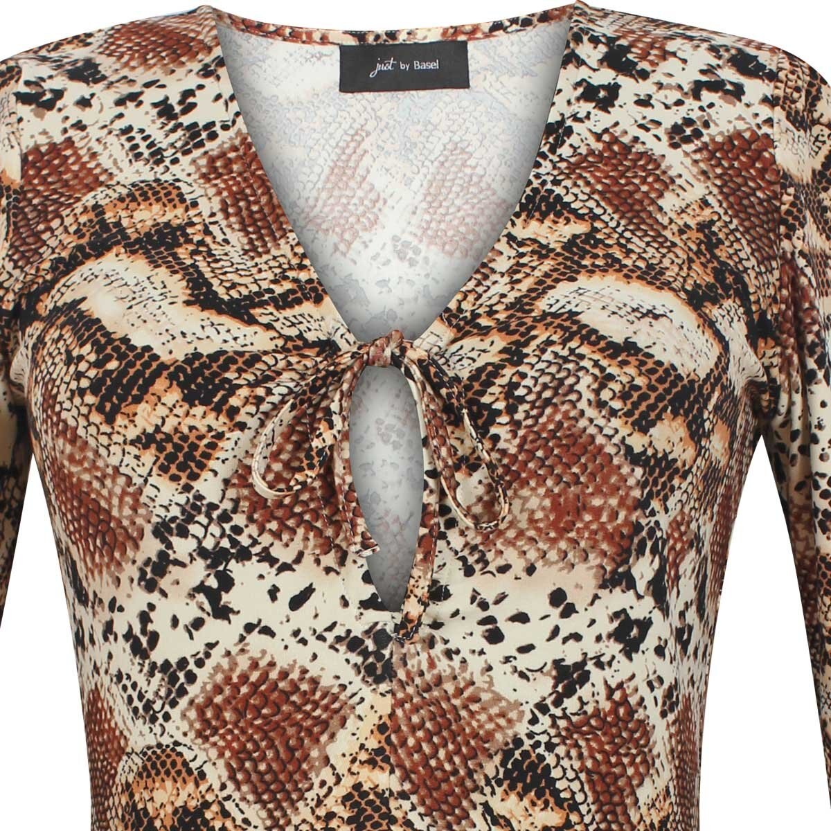 Blusa Manga Larga Amplia Escote V Estampado Animal Print Just By Basel
