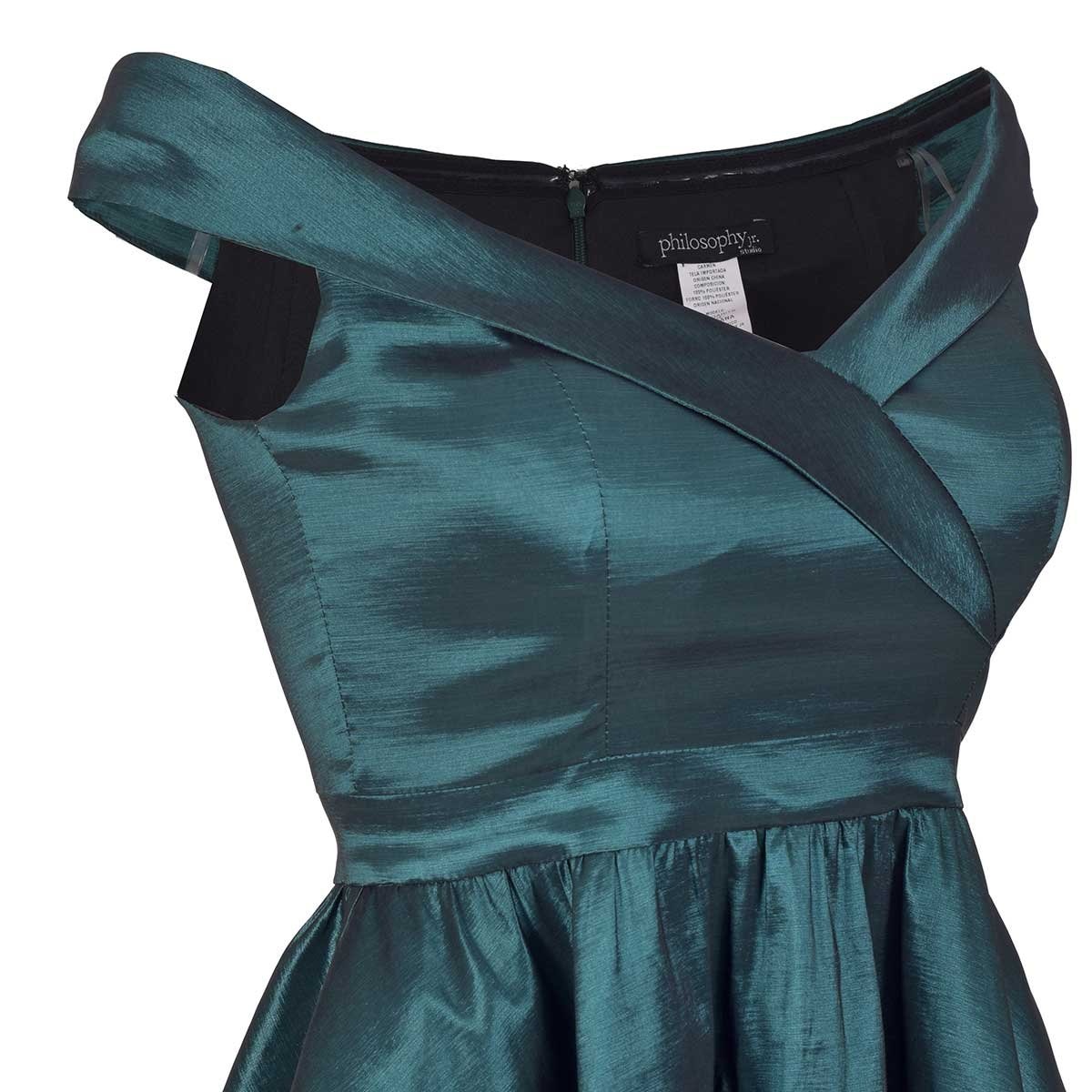 Vestido de Fiesta Hi Low Escote Cruzado de Tafeta Strech Philosophy Jr Nights