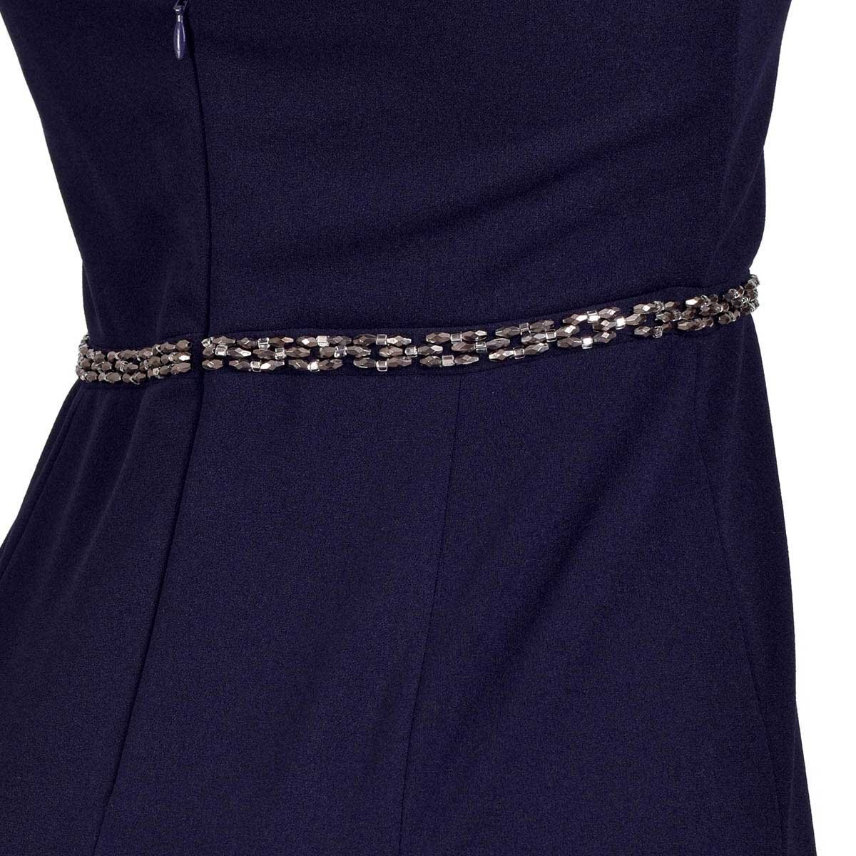 Vestido de Fiesta Largo con Tirantes y Aplicaciones en Cintura