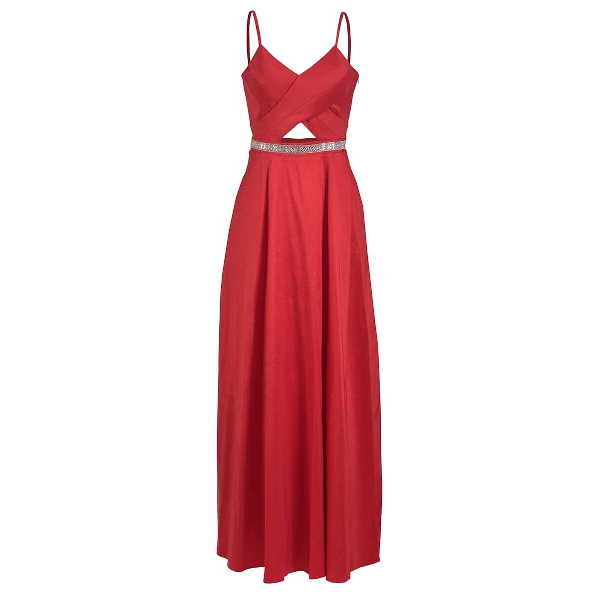 Vestido de Fiesta con Tirantes y Abertura al Frente