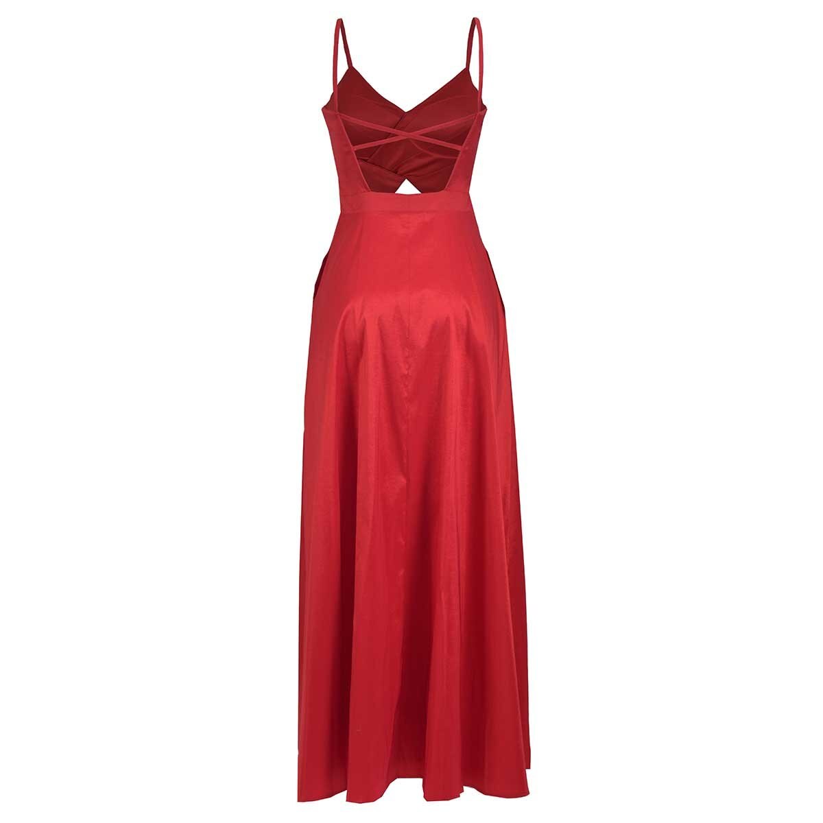 Vestido de Fiesta con Tirantes y Abertura al Frente