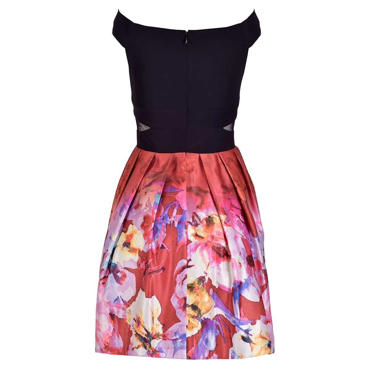 Vestido de Fiesta Corto off Shoulder Falda Estampada