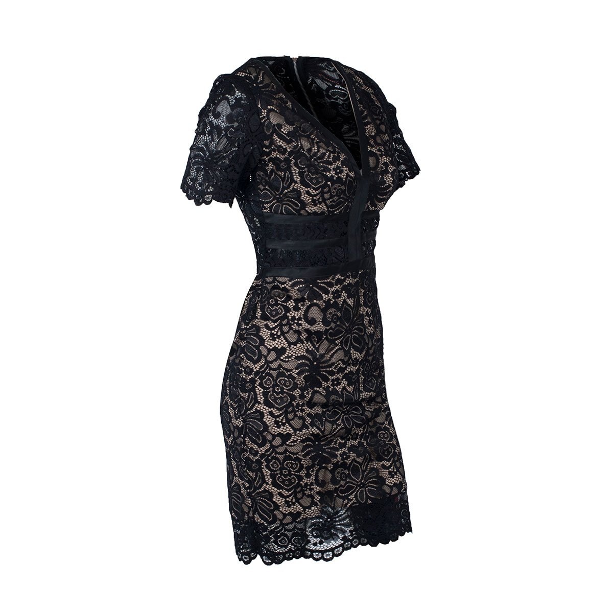 Vestido de Fiesta de Encaje con Escote en V Noshe