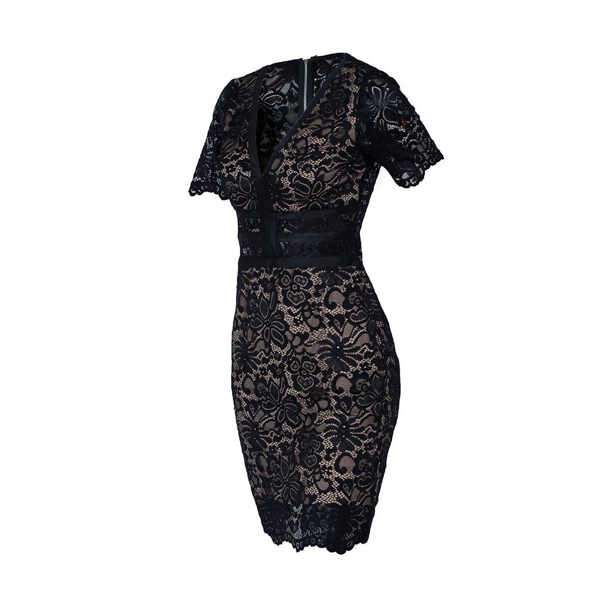 Vestido de Fiesta de Encaje con Escote en V Noshe
