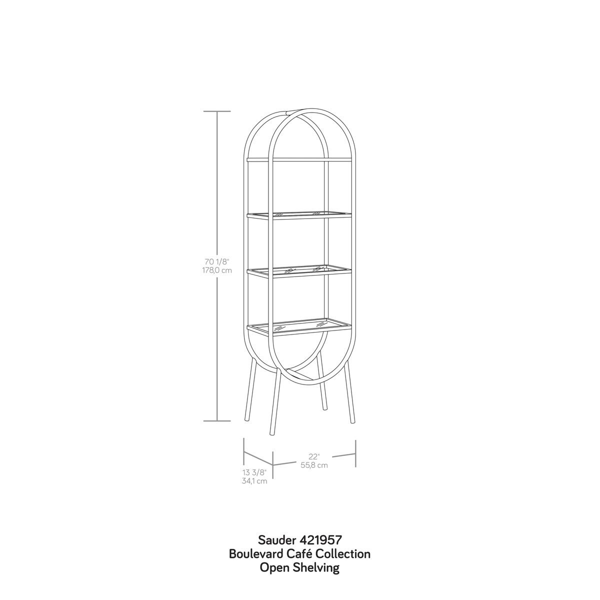 Librero con Cuatro Repisas Boulevard Café Sauder