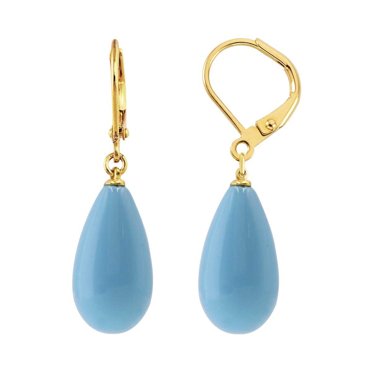 Aretes Dorados con Perla de Vidrio Carré