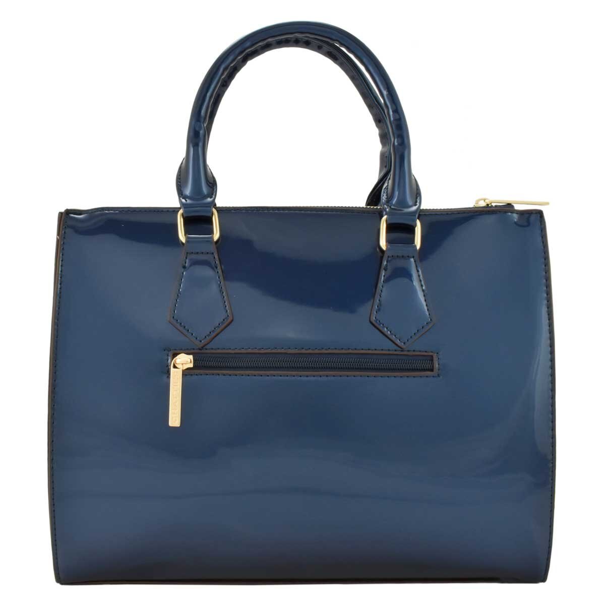 Bolso Tote Color Azul en Charol con Moño de Pañoleta Chatties