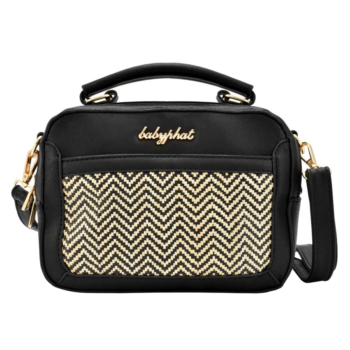 Bolso Crossbody Color Negro con Textura en Zigzag Baby Phat