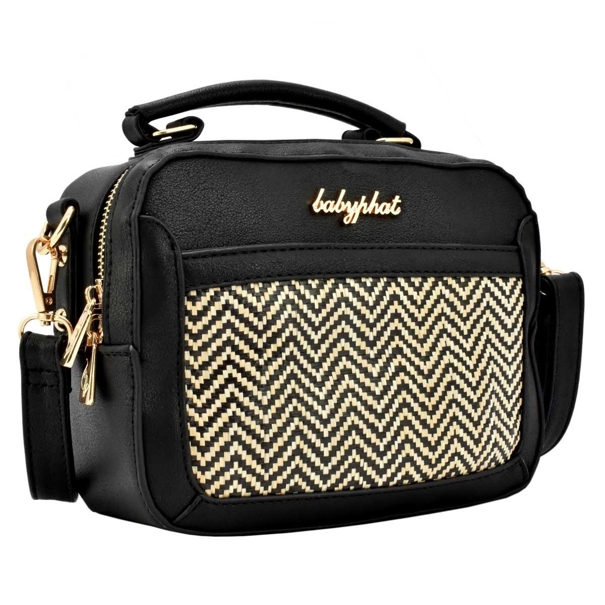 Bolso Crossbody Color Negro con Textura en Zigzag Baby Phat