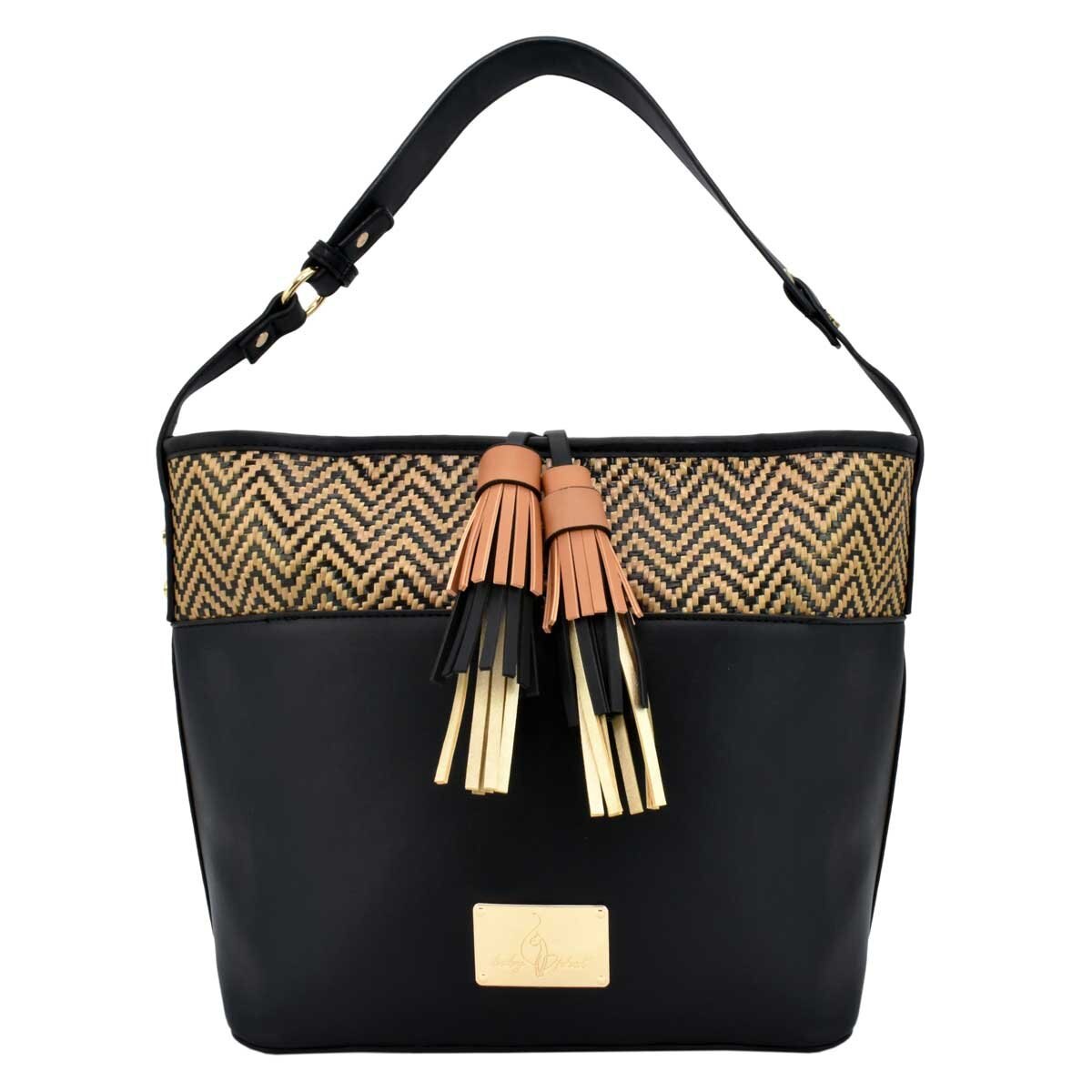 Bolso Estilo Hobo Color Negro con Tasel Colgante Baby Phat
