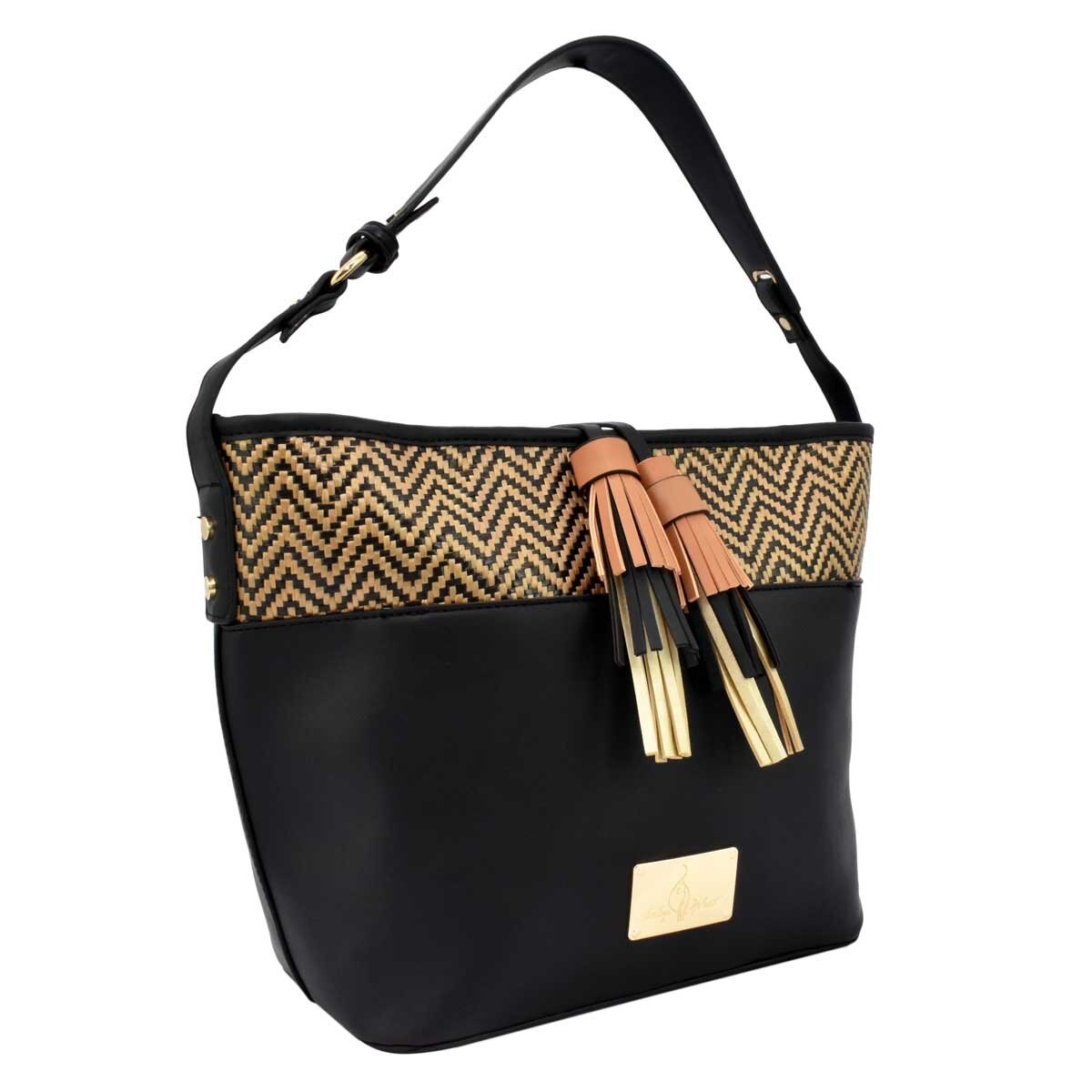 Bolso Estilo Hobo Color Negro con Tasel Colgante Baby Phat