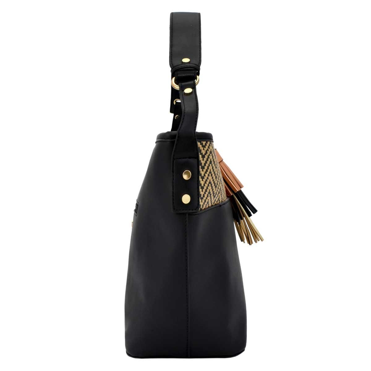 Bolso Estilo Hobo Color Negro con Tasel Colgante Baby Phat