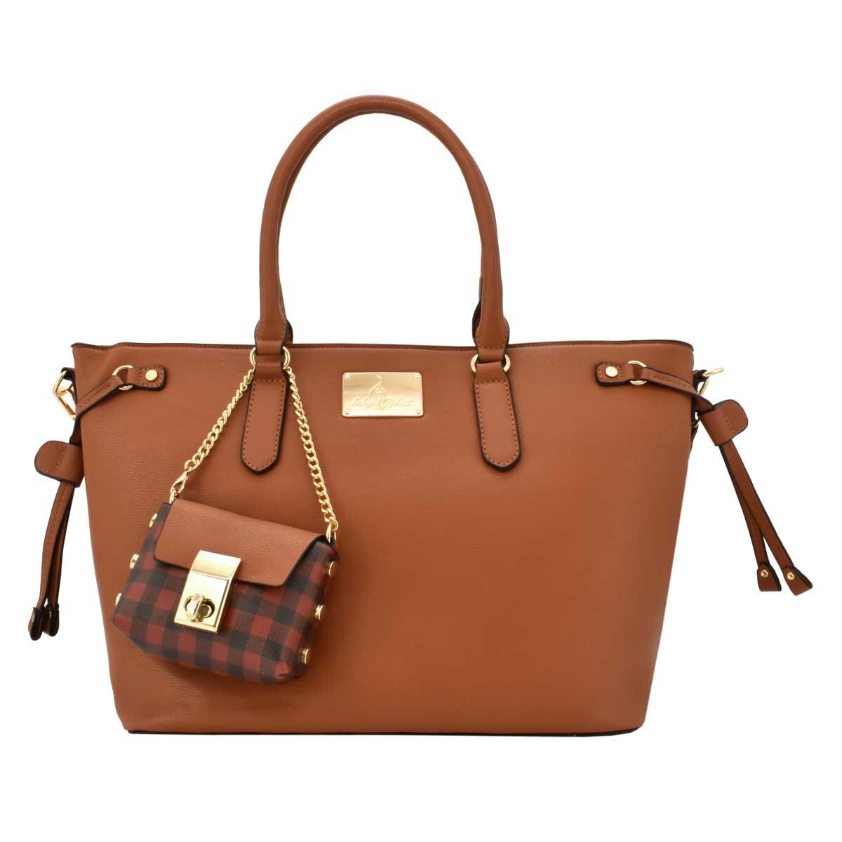 Bolso Tote Color Café con Asa al Hombro y Monedero Baby Phat