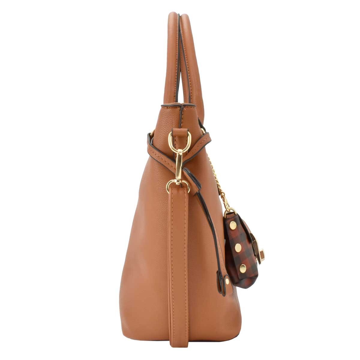 Bolso Tote Color Café con Asa al Hombro y Monedero Baby Phat